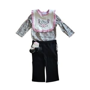 NEW Vitamin Baby Girl Damask 4 Piece Set - 9 Months